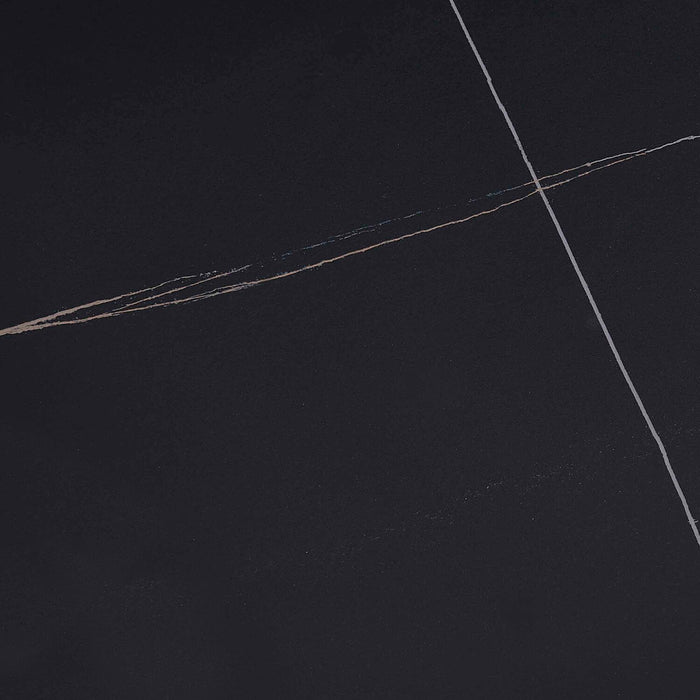 Table de salon moderne Juno de 48 po avec dessus en pierre frittée - noire