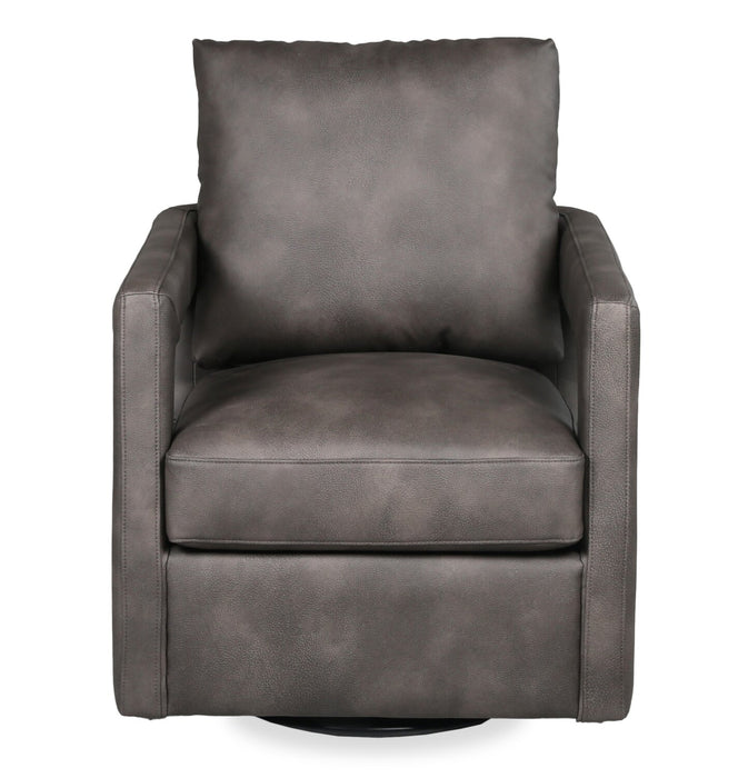 Fauteuil d’appoint pivotant Ever de 28 po en tissu d’apparence cuir - brun foncé 