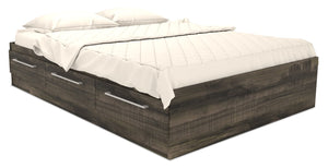 Lit matelot Riley avec 3 tiroirs de rangement pour enfants, fabriqué au Canada, gris - format lit double