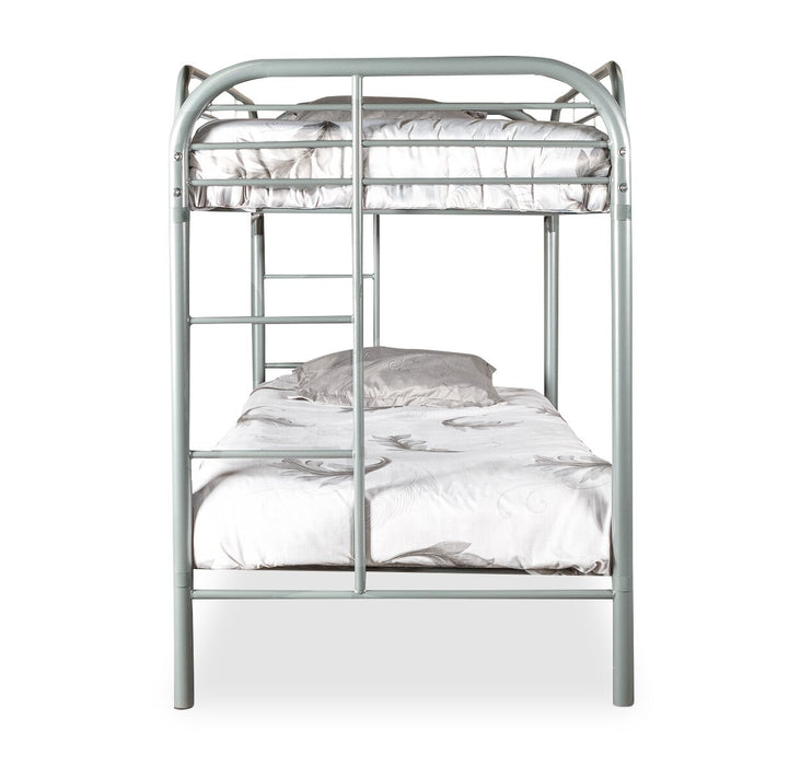 Lits superposés Logan pour enfants avec échelles et garde-corps, métal gris - simple et simple