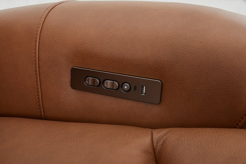 Sofa à inclinaison électrique Titan de Shaquille O’Neal Home de 92 po en cuir véritable avec confort Shaq-o-pedic -  terre