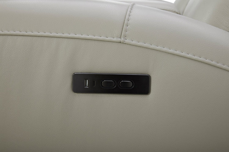 Fauteuil à inclinaison électrique Reign de 41,25 po en cuir véritable de qualité supérieure avec port USB - taupe clair de lune Deltona