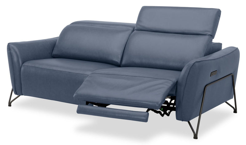Sofa à inclinaison électrique Riviera en cuir véritable de qualité supérieure - bleu