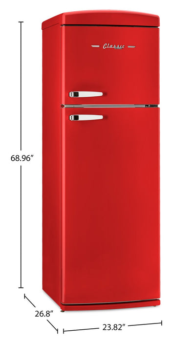 Réfrigérateur Classic Rétro d’Unique de 24 po et de 11 pi3 à congélateur supérieur - rouge bonbon - UNQ-310L R TM