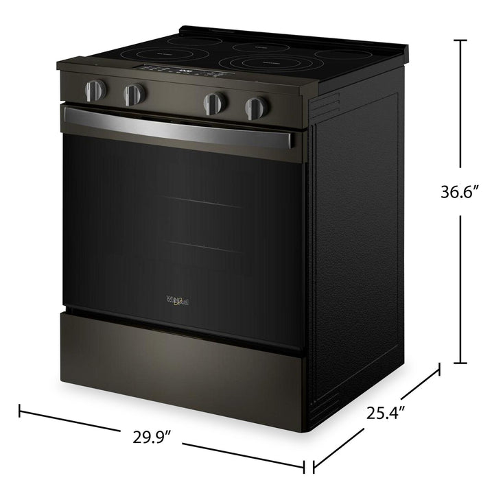 Cuisinière électrique Whirlpool de 5,3 pi³ et de 30 po avec cuisson à air - noire sur acier inoxydable - YWSES5030SV