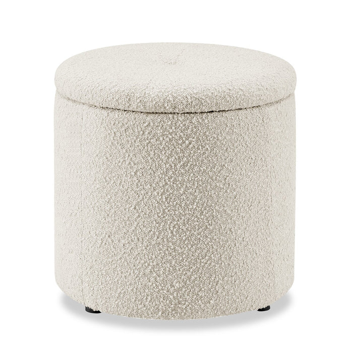 Pouf de rangement rond Ontario de 14,75 po en tissu - blanc