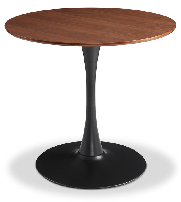 Ensemble de salle à manger Rio 5 pièces avec table ronde de 36 po (L), base piédestal en métal et 4 chaises - brun-noir et taupe