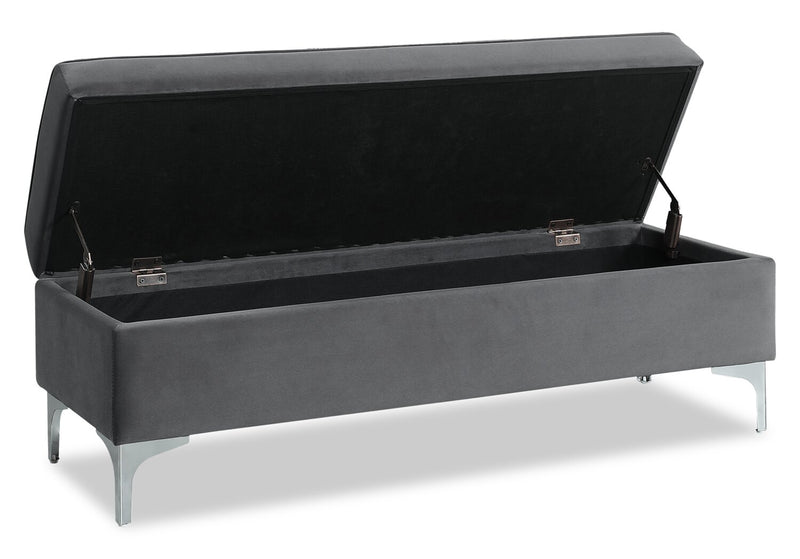 Pouf de rangement Vivienne de 47,25 po en tissu - gris