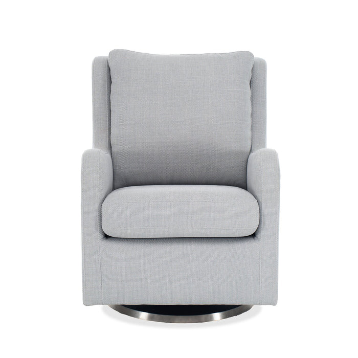 Fauteuil d’appoint à oreilles coulissant et pivotant Ellie de 29 po en tissu d’apparence lin avec accoudoirs en retrait - gris