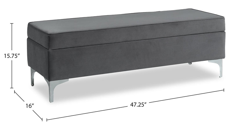 Pouf de rangement Vivienne de 47,25 po en tissu - gris