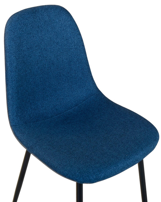 Chaise de salle à manger Jax en tissu de polyester et en métal - bleue