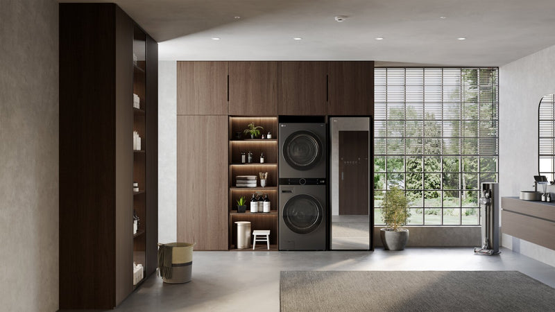 Tour de lavage WashTowerMC haute efficacité LG à chargement frontal avec laveuse de 5,8 pi³ et sécheuse de 7,8 pi³ - acier noir - WKHC252HBA