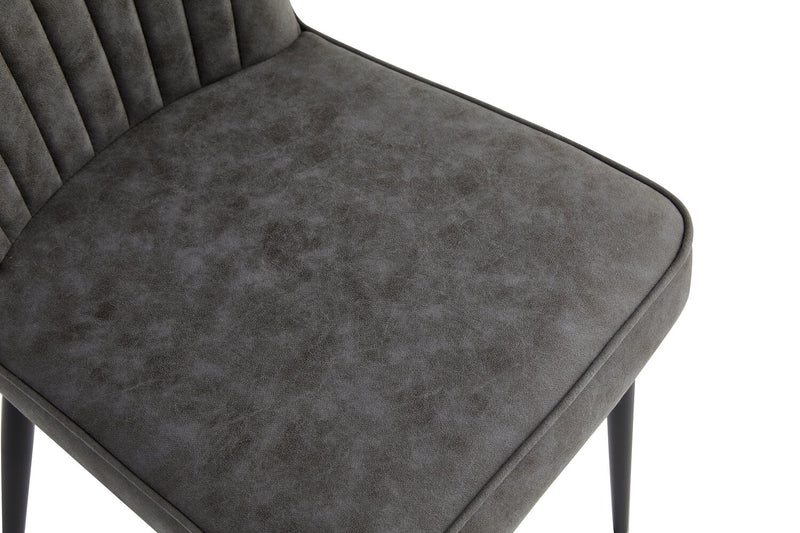 Chaise de salle à manger Tavo en tissu de microfibre de polyester et en métal - grise