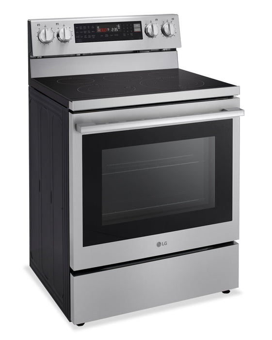 Cuisinière intelligente électrique LG de 6,3 pi³ avec friture à air - acier inoxydable résistant aux traces de doigts - LREN6325XE