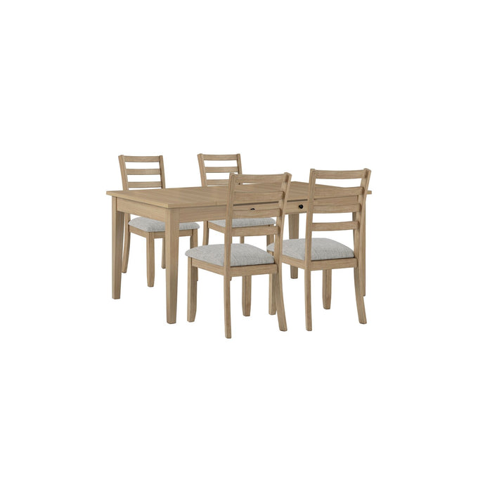 Chaise de salle à manger Cove avec siège rembourré en tissu et dossier en échelle - naturelle et grise
