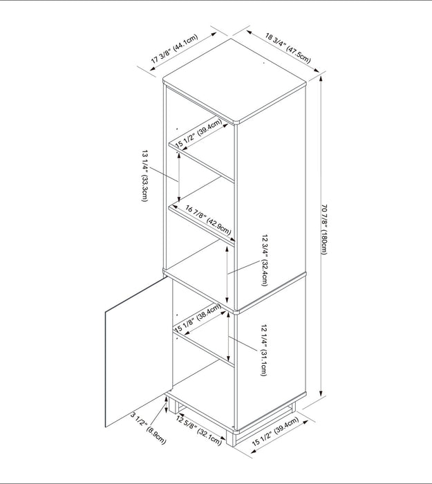 Section latérale Ignatius de 18,7 po avec rangement et système de gestion des câbles - blanche