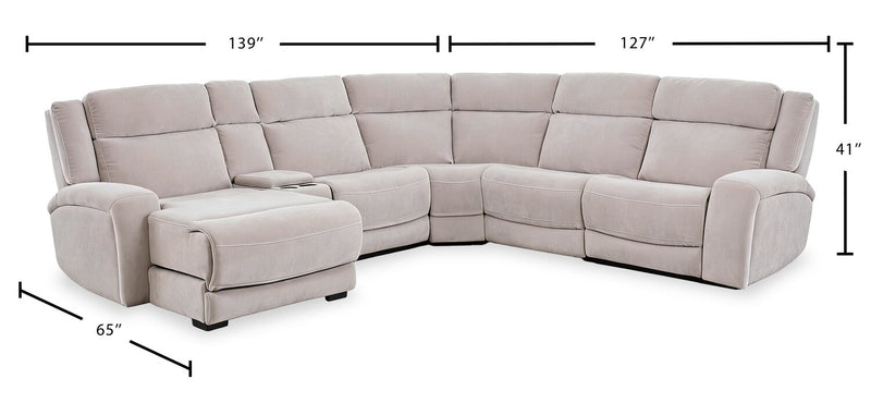 Sofa sectionnel de gauche à inclinaison électrique Legacy de Shaquille O’Neal Home 6 pièces avec confort Shaq-o-pedic - gris 