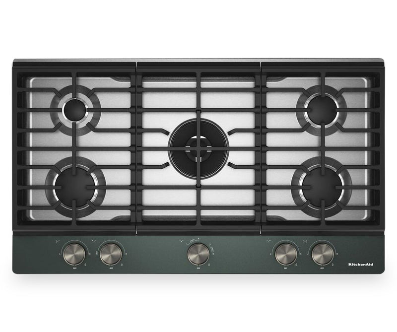 Surface de cuisson à gaz sur métal KitchenAid avec grille pour wok intégrée - genièvre - KCGK736SJP