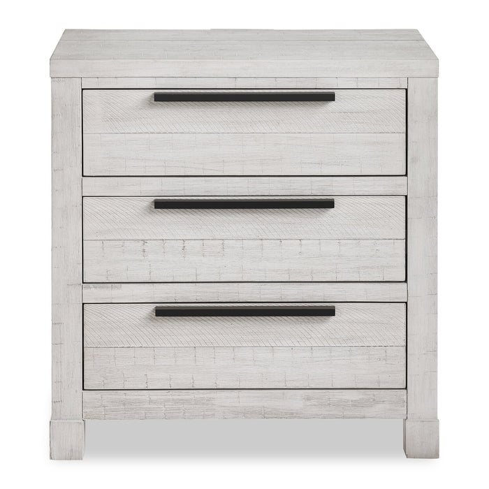 Ensemble de chambre à coucher Haven 6 pièces blanc avec lit à panneaux, commode, miroir et table de nuit - format très grand lit