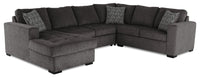  Sofa-lit sectionnel de gauche Legend 4 pièces fabriqué au Canada en tissu de chenille avec fauteuil long de rangement - brun étain