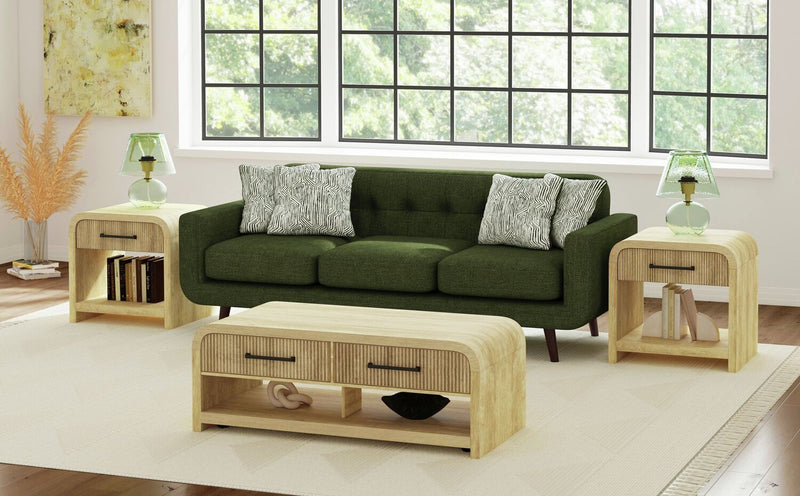 Table de bout moderne Scott Living Lenore de 24 po avec rangement, tablette et ports USB - naturelle