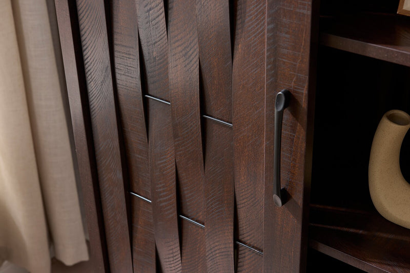 Armoire décorative de rangement Sienna de 33,5 po avec porte coulissante - chêne foncé