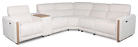  Sofa sectionnel modulaire à inclinaison électrique Sable 6 pièces en chenille avec appuie-têtes électriques et port USB - blanc albâtre