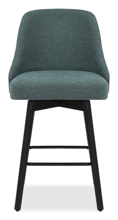 Tabouret Nash de hauteur comptoir en tissu de polyester et en métal avec siège pivotant - bleu