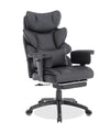 Chaise de bureau réglable Tommy de 28.7 po en similicuir avec repose-pieds et accoudoirs réglables - noire 