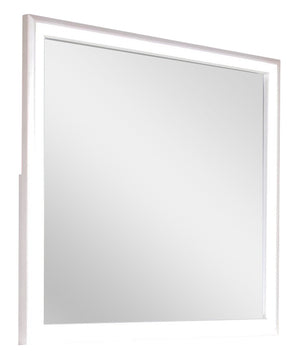 Miroir de commode de chambre à coucher somptueux Halo avec éclairage à DEL - blanc