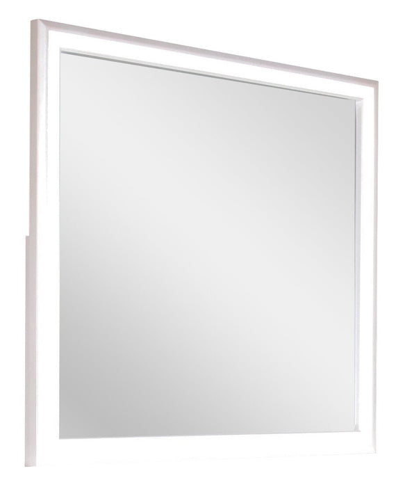 Miroir de commode de chambre à coucher somptueux Halo avec éclairage à DEL - blanc