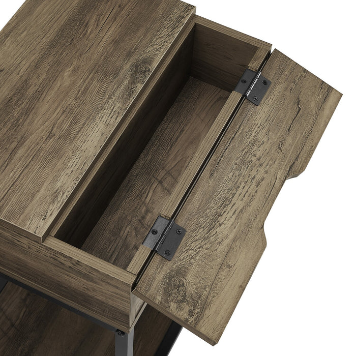 Table de nuit Akio de 18 po (l) x 25,75 po (H) à 1 tiroir avec dessus relevable et rangement - brune et noire