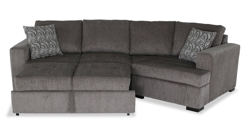 Sofa-lit sectionnel enveloppant de droite Legend 2 pièces fabriqué au Canada en tissu de chenille - brun étain