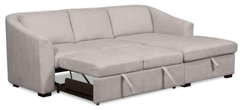 Sofa-lit sectionnel de droite Envy 2 pièces en tissu de chenille avec fauteuil long de rangement - gris brouillard