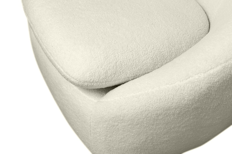Fauteuil d’appoint courbé Lola de 28,7 po en tissu de chenille bouclé avec coussin de siège amovible - blanc