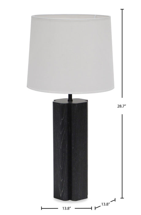 Lampe de table Nash de 28,7 po avec abat-jour en lin - chêne noir 