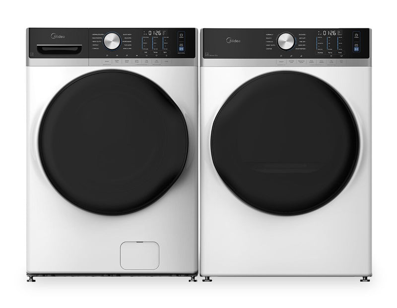 Laveuse Midea à chargement frontal de 5,2 pi³ avec soin à la vapeur – blanche – MLHW52S7AWW