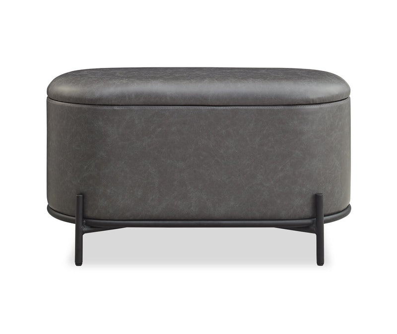 Pouf de rangement Victoria de 18 po en similicuir avec base en métal - anthracite