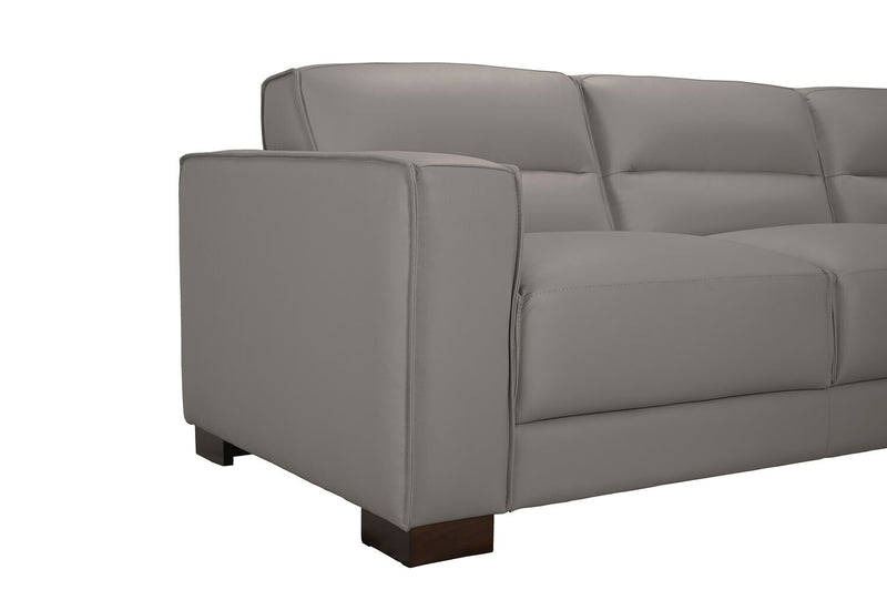 Sofa sectionnel de droite Citadel 2 pièces en cuir véritable de qualité supérieure avec pattes en bois - gris