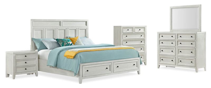 Miroir de commode de chambre à coucher Casa en bois à fixer au meuble ou à suspendre au mur - blanc