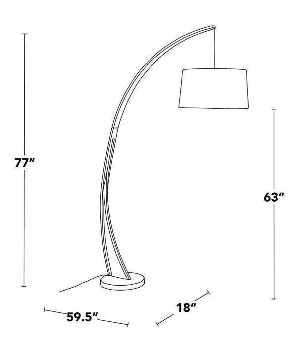Lampe à pied moderne du milieu du 20e siècle Sybil de 18 po avec base en marbre - noyer noir