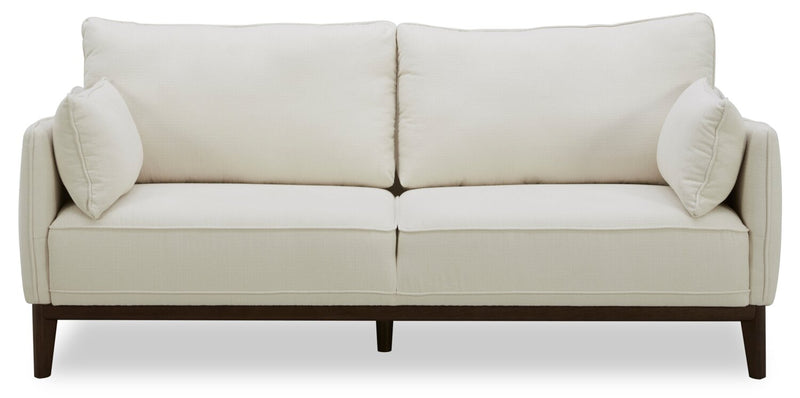 Sofa Gena de Cindy Crawford Home de 78,7 po de format condo en tissu d’apparence lin avec coussins de dossier amovibles - blanc coton