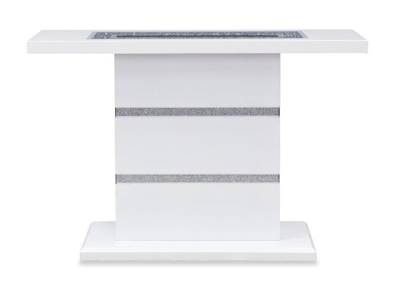 Table de salon somptueuse Garbo de 47.25 po - blanche et argentée avec touches scintillantesv