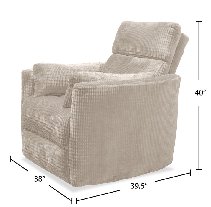 Fauteuil pivotant coulissant à inclinaison électrique Remi de 38 po en tissu avec ports USB - taupe