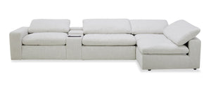 Sofa sectionnel modulaire à inclinaison électrique Sky 5 pièces en tissu - blé Nathan 