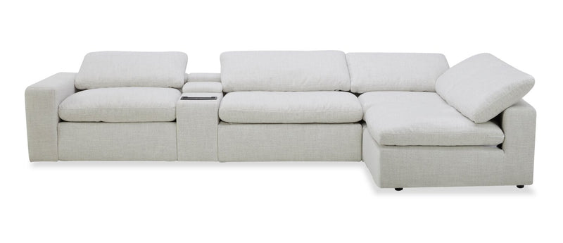 Sofa sectionnel modulaire à inclinaison électrique Sky 5 pièces en tissu - blé Nathan 