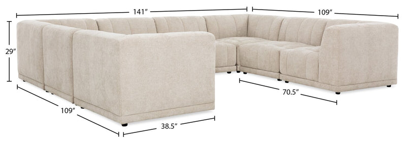 Sofa sectionnel modulaire Oaklyn Kort & Co. 8 pièces en tissu avec coussins de siège capitonnés - beige