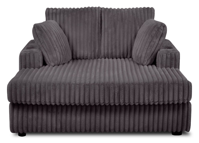 Fauteuil long de détente Kenny de 52,8 po en tissu de fausse fourrure très douce - gris 