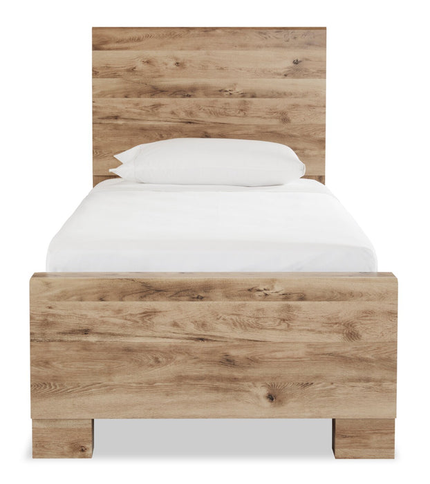 Lit de rangement Derekson naturel avec 2 tiroirs latéraux intégrés pour enfants - format lit simple