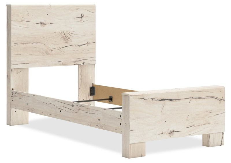 Lit à panneaux Derekson pour enfants avec tête de lit et cadre de lit, blanc rustique - format lit simple